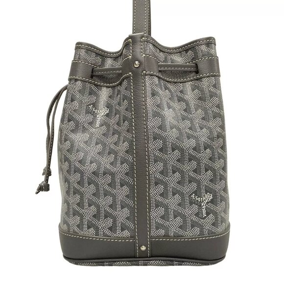 GOYARD Petit Flot Bucket Bag Gray Coated Canvas Leather Shoulder Bag 2338-101424 - Picture 4 of 14